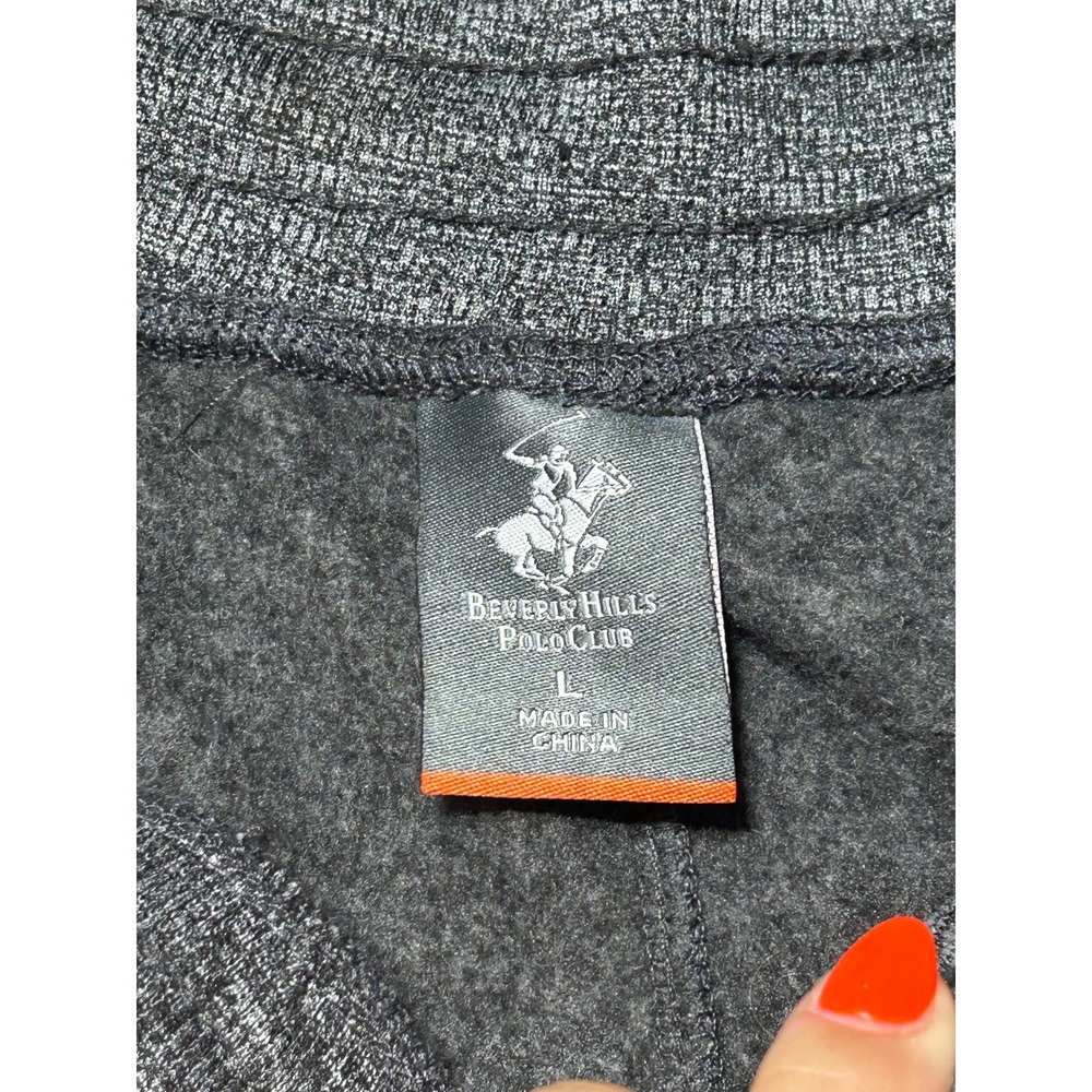 Beverly Hills Polo Club Joggers Men Large Gray Excellent Moto Knit Sweatpants - Picture 2 of 8